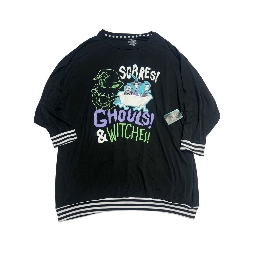 Disney Nightmare Before Christmas Sleep Shirt Women 3X Black NWT Ghouls Witches
